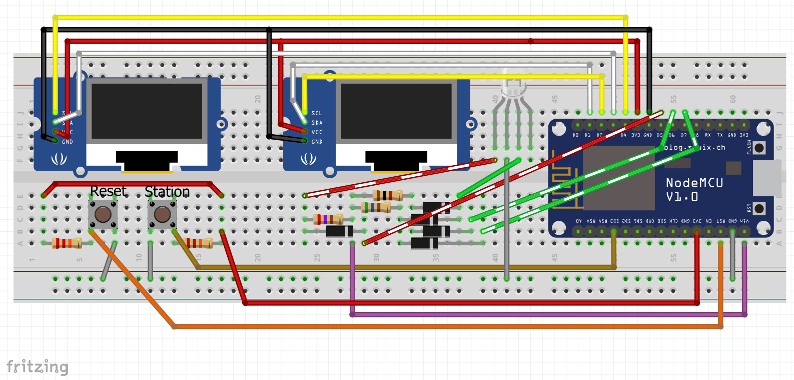 Fritzing breadboard setup